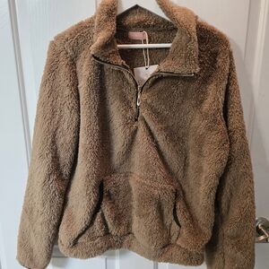 Cozy Brown Fleece Pullover Hoodie